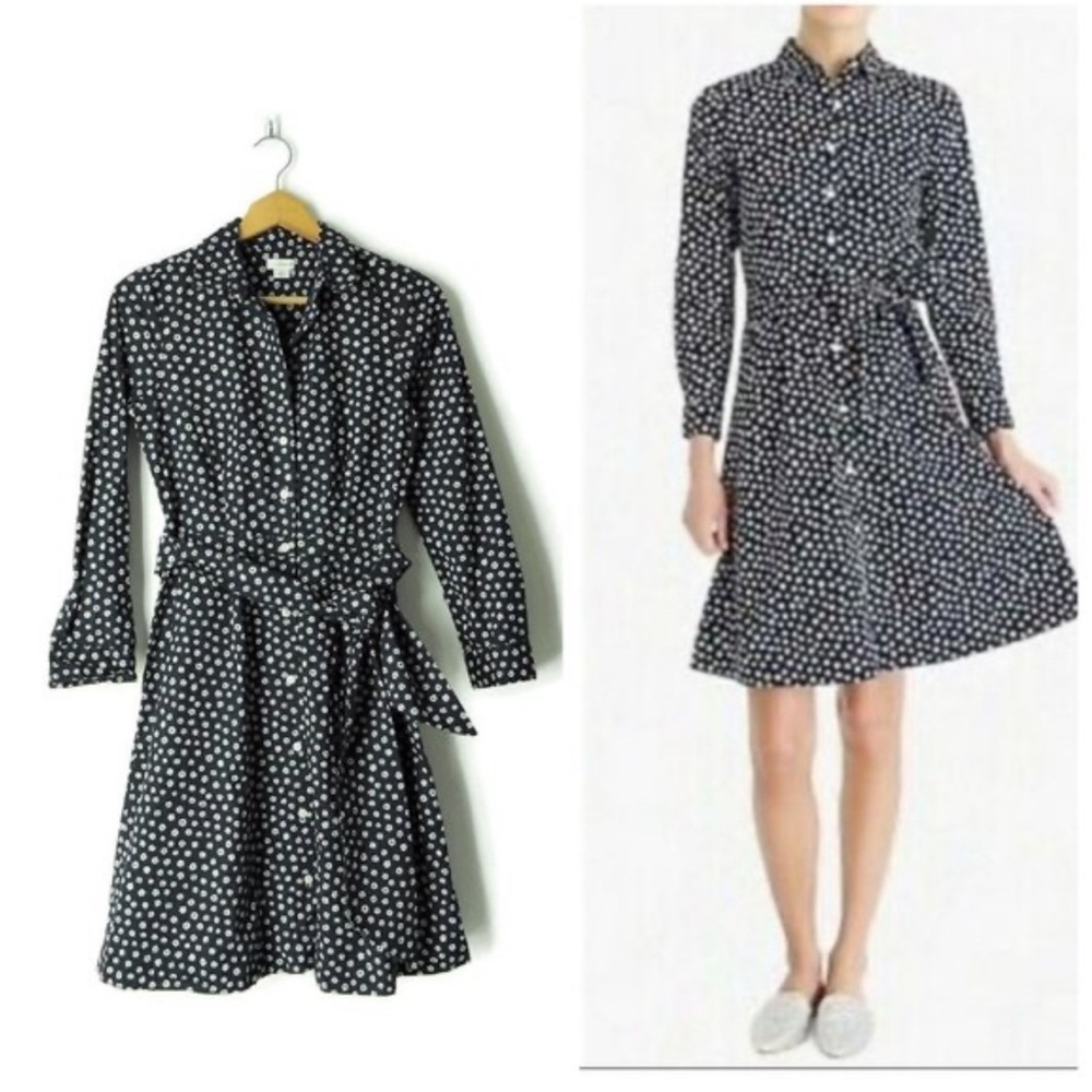 J.Crew Factory Navy Floral Button-Up Dress